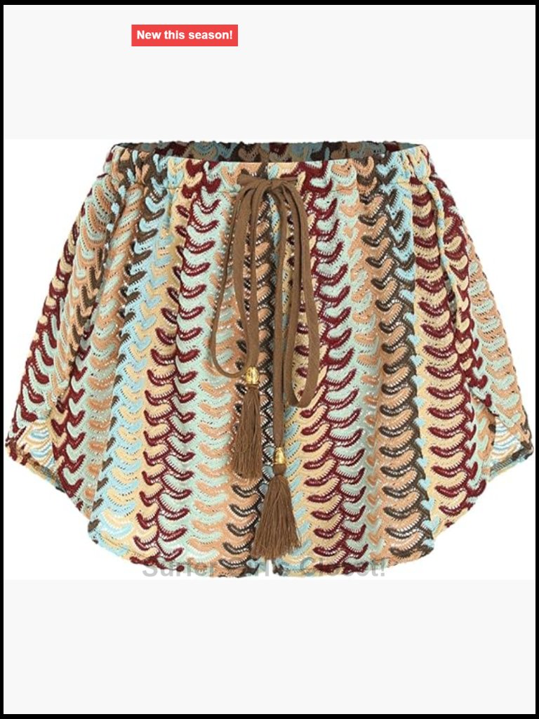 Crochet High Waisted Drawstring Flowy Swim Bottom Cover Up Shorts